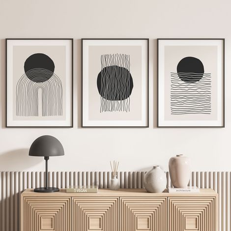 Lot de 3 Affiches / Posters Triptyque - Boho - 3 Affiches - 30x40 cm (Cadres non fournis) - Bordure noire (1/5)
