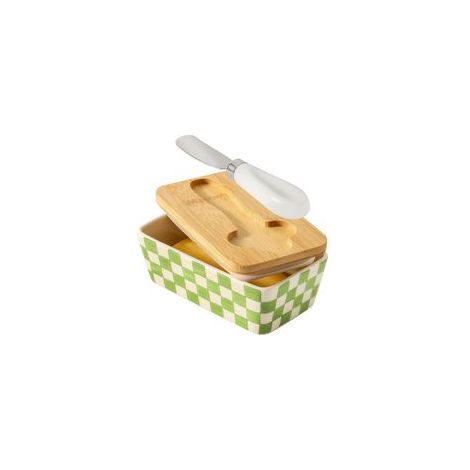 Beurrier en céramique avec couvercle et couteau, boîte à fromage de style européen (1/5)