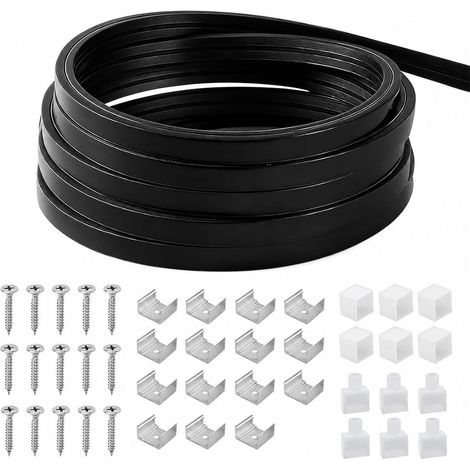 Profil LED en Silicone Flexible, 5m Diffuseur Led Souple avec Embouts et Clips de Montage, Profilé LED noir pour Plafond, Placard, Bar, Éclairage de Panneaux (1/5)