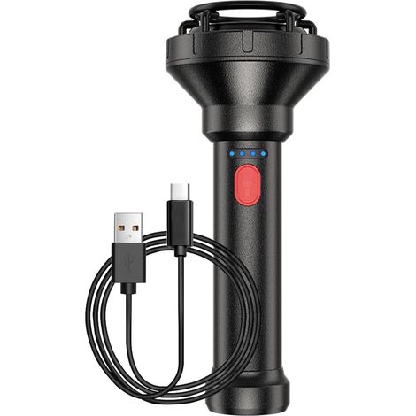 Lampes de poche à main 5 modes étanches rechargeables avec boussole – Lampe torche LED avec 5 modes – pour la pêche, l'équitation, le cyclisme, les voyages en plein air, la nuit, les travaux de (1/5)