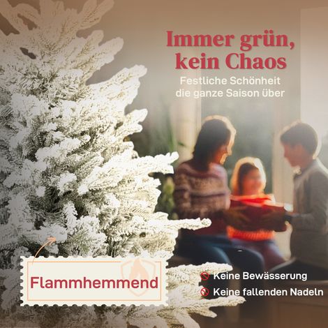 Sapin de Noël synthétique 150 cm, effet givré, 1162 branches, support métallique pliable (1/4)