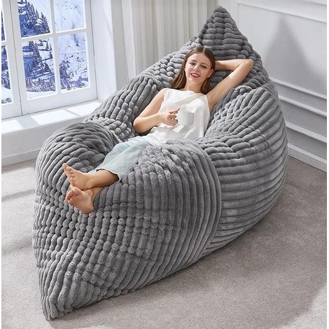 Sofá cama puf gigante 3 posiciones 180 x 125 cm en pana gris OKMYHOME (1/5)