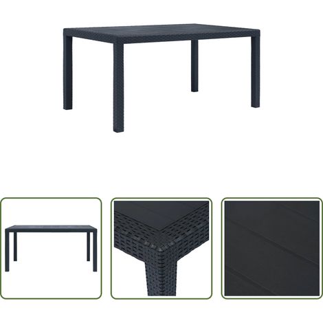 Rattanoptik - Gartentisch Anthrazit 150x90x72 cm Kunststoff Rattan-Optik (1/5)
