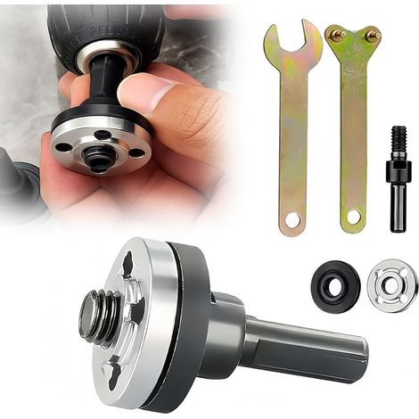Verbindungsstangen-Set für elektrische Bohrmaschinen und Winkelschleifer, Metall-Winkelschleiferadapter mit Schraubenschlüssel, Zubehör für verstellbare Drehantriebswelle (1, 6-mm-Set) (1/5)