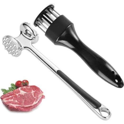 Marteau Attendrisseur à Viande - Acier Inoxydable - Pour Steak et Viande Boucherie - Lot de 2