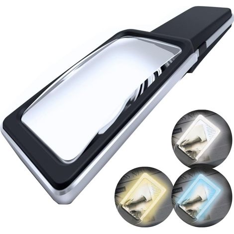 Lente d'ingrandimento 3X con luce integrata - 3 modalità di colore - Lente antiriflesso - Luminosità regolabile in continuo - Per caratteri piccoli - Ispezione - Ideale per anziani e persone con probl (1/3)