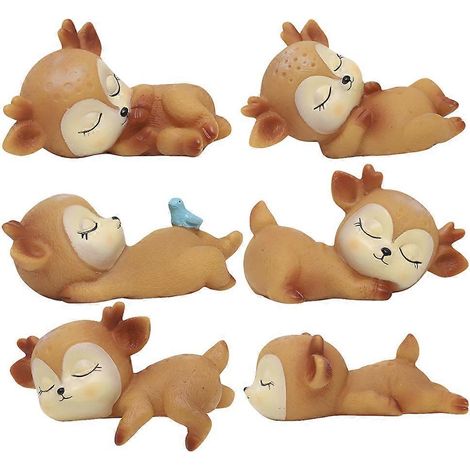 Lot de 6 petits ornements cerf pour la maison, jolis ornements cerf-7x3.5cm-Colorful
