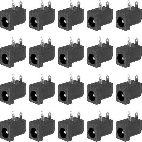 5.5x2.5mm DC Power Supply Connector, 20 Pack 3 Pin PCB Mount Female Jack Socket (1/4)