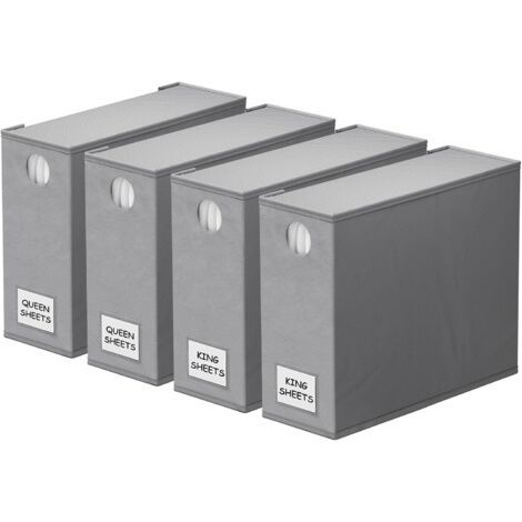 LAN Lot de 4 organiseurs de draps pliables avec fenêtre, gris (1/5)