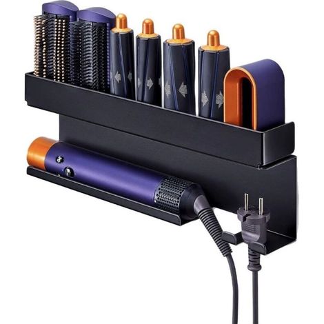 Support Seche Cheveux et Lisseur, Porte Seche Cheveux Mural pour Rangement Accessoires Styler Curling Appareils, Support Seche Cheveux sans percage, Porte Lisseur, Noir (1/5)