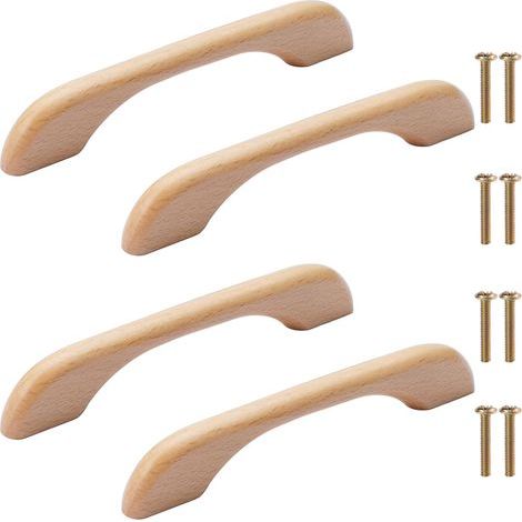 4-teiliges Set Holzmöbelgriffe, Schubladenknöpfe, 160 mm Gesamtlänge, für Küchenschränke, Kommoden, Schränke, Naturholzoptik (1/5)