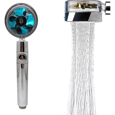 Pommeau de douche rotatif à 360 degrés avec petit ventilateur - Accessoires de salle de bain-Blue (1/5)