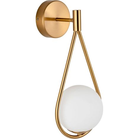 Kaelt - Applique murale LED dorée à angle réglable moderne intérieur industriel rétro applique murale en verre élégant globe abat-jour applique murale en métal salon couloir E27 (sans ampoule) (1/5)
