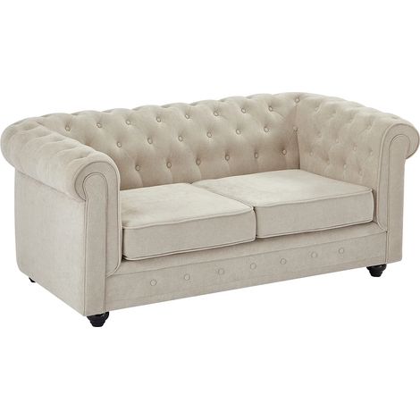 Canapé 2 places en tissu beige CHESTERFIELD (1/5)