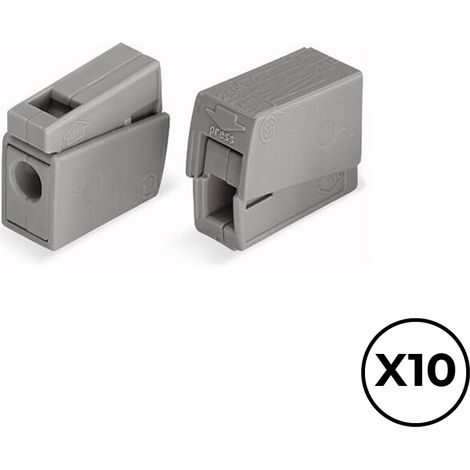 Conector rápido en linea presilla 2 conductores, 1 rígido + 1 rígido, semirígido o flexible ø máximo 2,5 mm², gris. contiene 10 unidades (1/3)