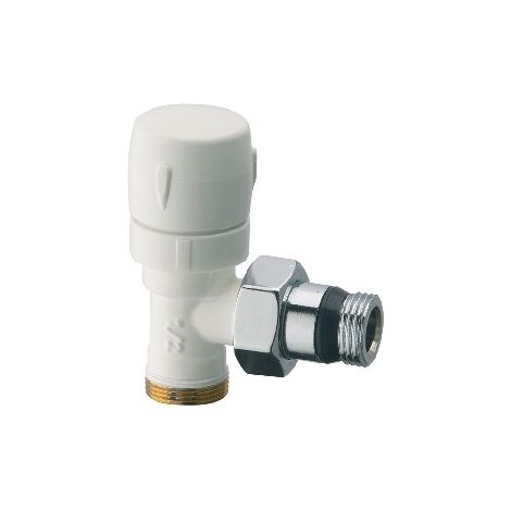 VALVOLA D'ARREDO A SQUADRA TERMOSTATIZZABILE BIANCO-CROMO 3/8 S.F.
