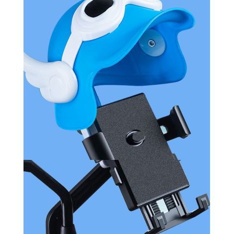 Support de téléphone pour moto, design casque mignon, résistant aux chocs, angle réglable, support de navigation pour vélo électrique, style rétroviseur latéral bleu, petite taille (1/5)