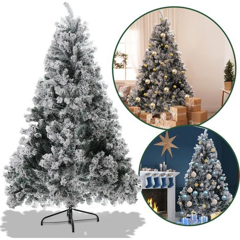 Randaco Sapin de Noël aiguilles de pin avec support extérieur flocage 180cm avec poussière de neige