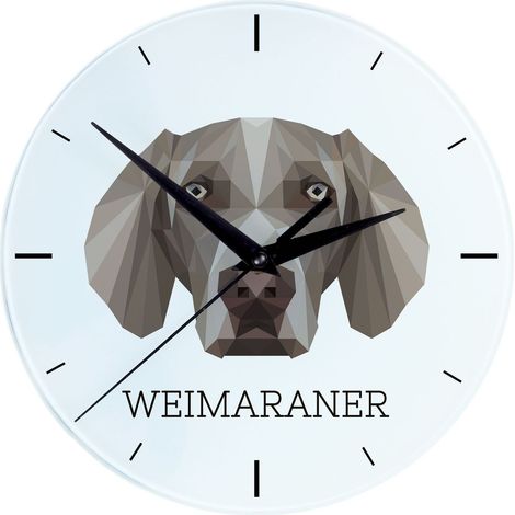 Orologio da parete geometrico Weimaraner con foto e iscrizione di Art-Dog (1/4)
