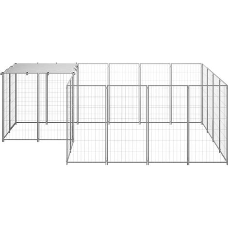 Maison Exclusive - Chenil Argenté 6,05 m² Acier