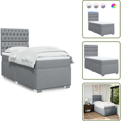 Boxspringbett mit Matratze Hellgrau 90x200 cm Stoff - Boxspringbett - Doppelbett - Bettgestell - Kopfteil - Matratze (1/5)