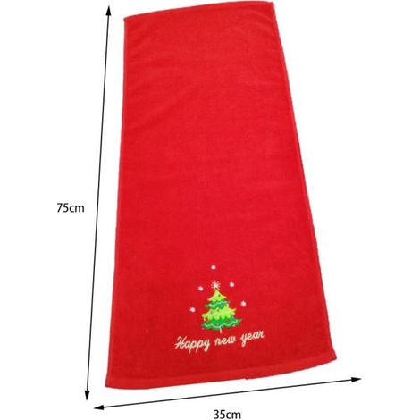 2 Pièces Serviette de Noël Père Noël Rouge Cadeau Nouvel An pour Salle de Bain - Essuie-mains Visage (1/5)