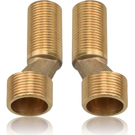 Lot de 2 adaptateurs S pour robinet de douche, filetage extérieur 3/4" vers 1/2" en laiton, raccord en S, décalé de 8 mm, longueur 75 mm, raccord de bras pivotant réglable, excentrique pour (1/5)