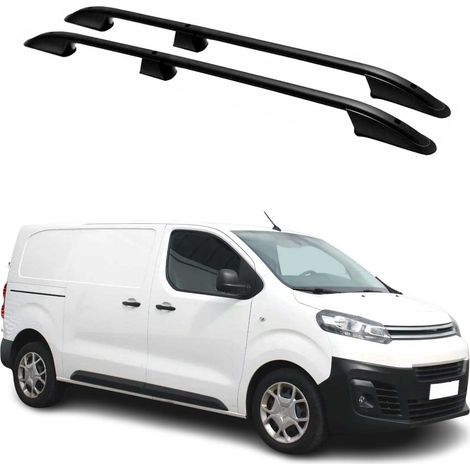 OMAC Barres de Toit longitudinales pour Citroen Jumpy / SpaceTourer 2016-2026 L2 Aluminium Noir 2 Pcs