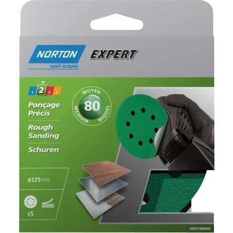 Norton dischi di levigatura grana 80 125 mm 5 pezzi