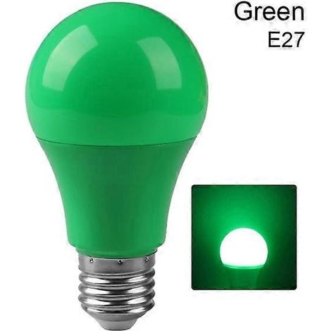 Ampoule LED E27 A60 7W Économie d'énergie Haute luminosité Longue durée de vie Maison ou bureau E27-E27 Verte (1/5)