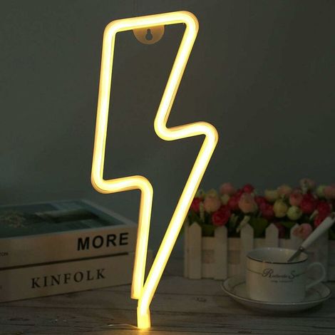 Enseigne Lumineuse au Néon Éclair Neon Light LED Sign en Forme de Lumière Décoration Murale pour Anniversaire Décoration de Fête Mariage Éclairage de Noël Salle de Séjour (Blanc chaud) (1/5)