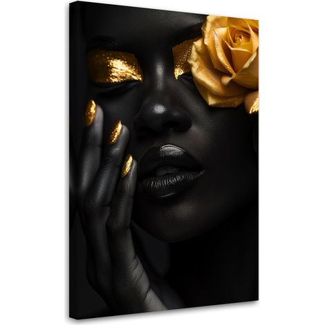 Tableau sur toile Tableau sur toile Femme Rose en or 40x60 (1/5)