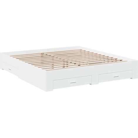 Bed Frame with Drawers without Mattress White 180x200 cm Super King vidaXL (1/4)