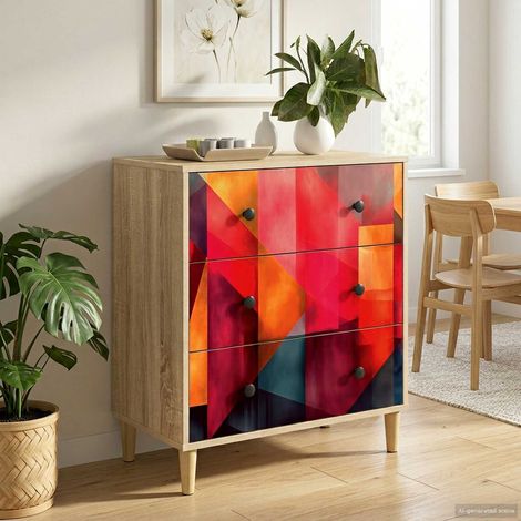 vidaXL Cajonera HEESCH Estampado en bloque de colores Sonoma (1/4)