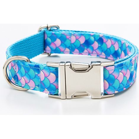 1 Collier pour chien, sangle en polyester ajustable, boucle métallique rapide, anneau D robuste, pour promenade et fête (1/5)