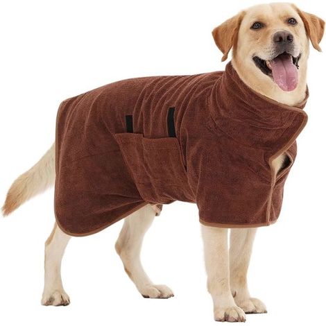 Accappatoio per cani in microfibra, super assorbente e ad asciugatura rapida, ideale per cani di taglia media e grande. (1/5)