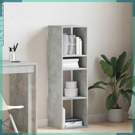 860286 Bibliothèque gris béton 34x31x112 cm bois d'ingénierie (1/5)