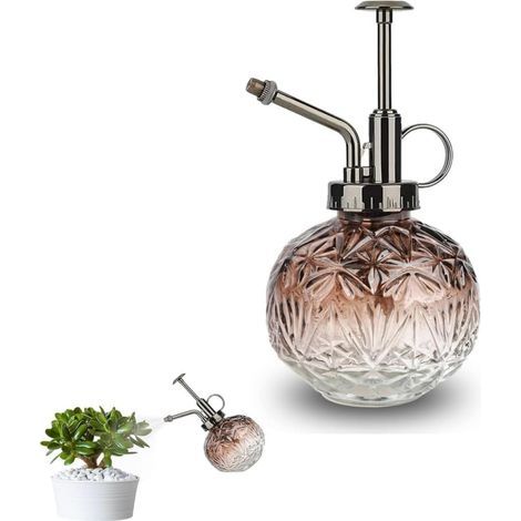 Vaporisateur en verre pour plantes, arrosoir vintage de 240 ml avec pompe dorée, idéal pour l'intérieur. (1/5)
