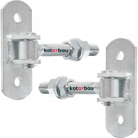KOTARBAU® Lot de 2 Pièces Charniere Portail - Acier - 130 mm M18 - Argenté - Charnière Réglable pour Portillon Extérieur - Gond Portail Lourd - avec Plaque de Fixation - Gond Réglable Galvanisée (1/4)