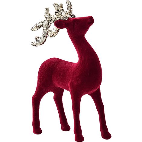 Statue Cerf - Décoration Noël - Flocage Rouge Vin - Pour Arbre de Noël et Intérieur - Lot de 1 (1/5)