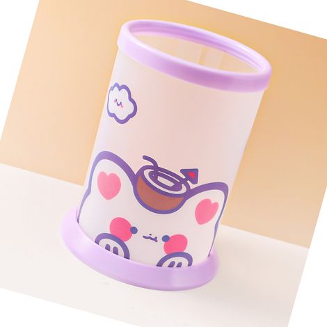 Porte-stylo pliable mignon dessin animé rond, porte-stylo pliable pour bureau d'étudiant, boîte de rangement pour fournitures de bureau, ours en noix de coco (1/3)