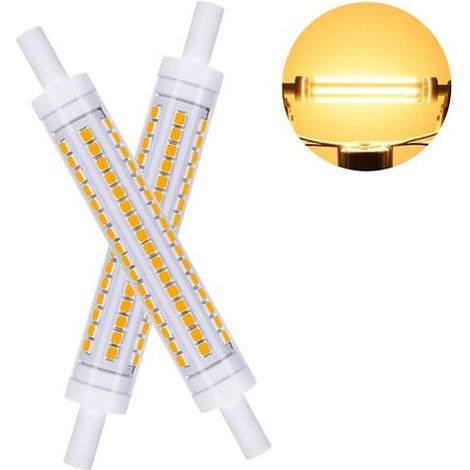 pack de 2 Ampoules LED R7S 118mm, Ampoule LED 10W Remplace 100W Halogène, AC230V Blanc Chaud 2700K,1100LM, Non Gradable, Angle de Faisceau 360°,pour Couloir/Plafonnier/Lampe de Sol (1/5)