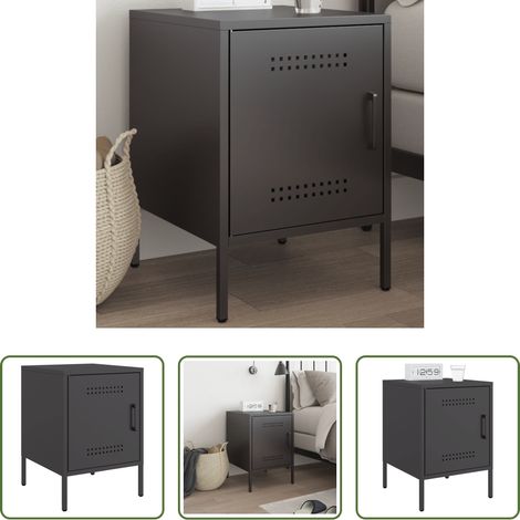 Meuble industriel - Table de chevet noir 36x39x50,5 cm acier (1/5)