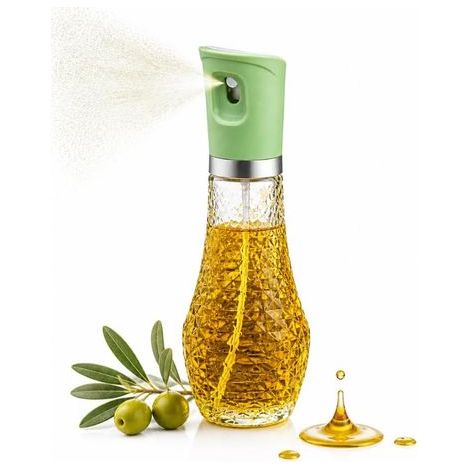 - Pulverizador de aceite - Botella de vidrio - Difusión fina para freidora de aire y barbacoa - Cocina saludable - Transparente - 260 ml (1/5)