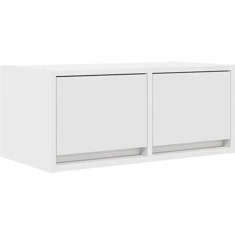 Mobile porta TV da parete di design salvaspazio contenitore 60 x 31 x 25 cm in legno multistrato bianco 020051671