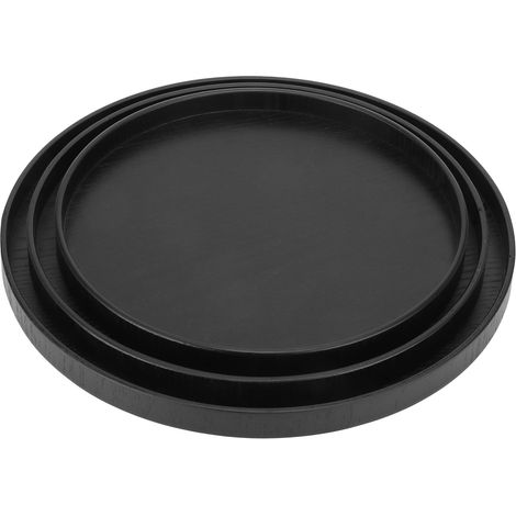 Plateau de service rond en bois pour thé et fruits, accessoire de cuisine original (1/5)