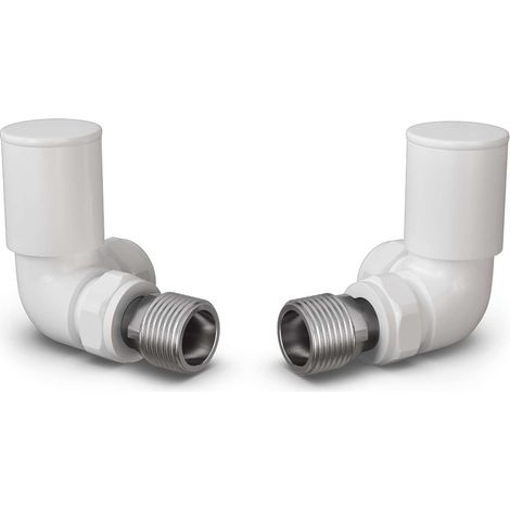 Round - White Radiator Valves Corner 15mm