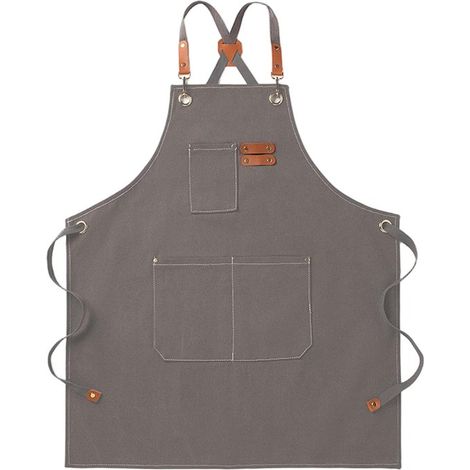 Grembiule in tela - Grembiule da lavoro unisex - Grembiule da chef - Con spallacci regolabili e 3 tasche - Grembiule da cameriere - Cucina - Cucinare - Pasticceria - Artista - Pittura - Blu (1/5)