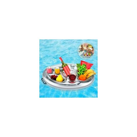 Bar Flottant Piscine Gonflable Argent 70x50cm Plateau Servir Boissons Glacières Vin Apéro Spa Bains Chauds Porte-Gobelet (1/5)