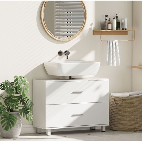 Mueble de baño con 2 cajones para lavabo sin pedestal, 80 x 30 x 60 cm, blanco HAVRYA (1/3)